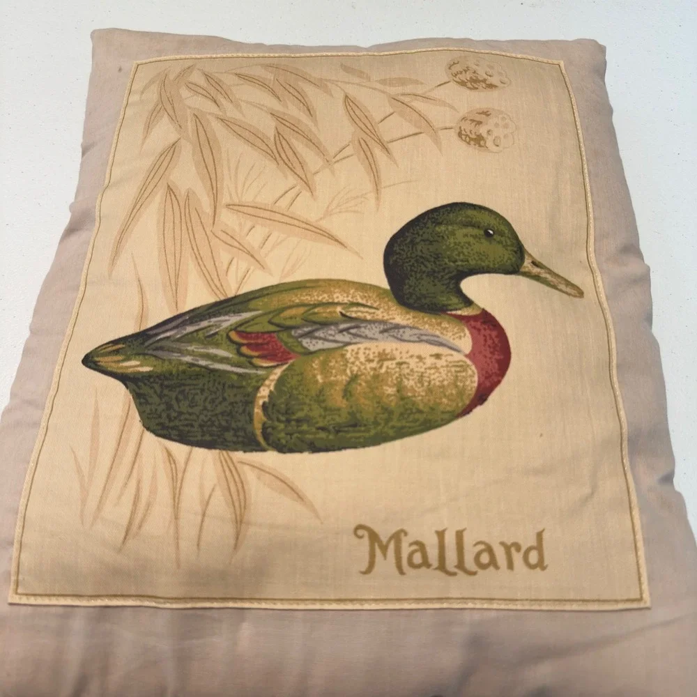 Vintage Mallard Duck Decorative Throw Pillow Tan Rustic Lodge Cabin Decor 16x14